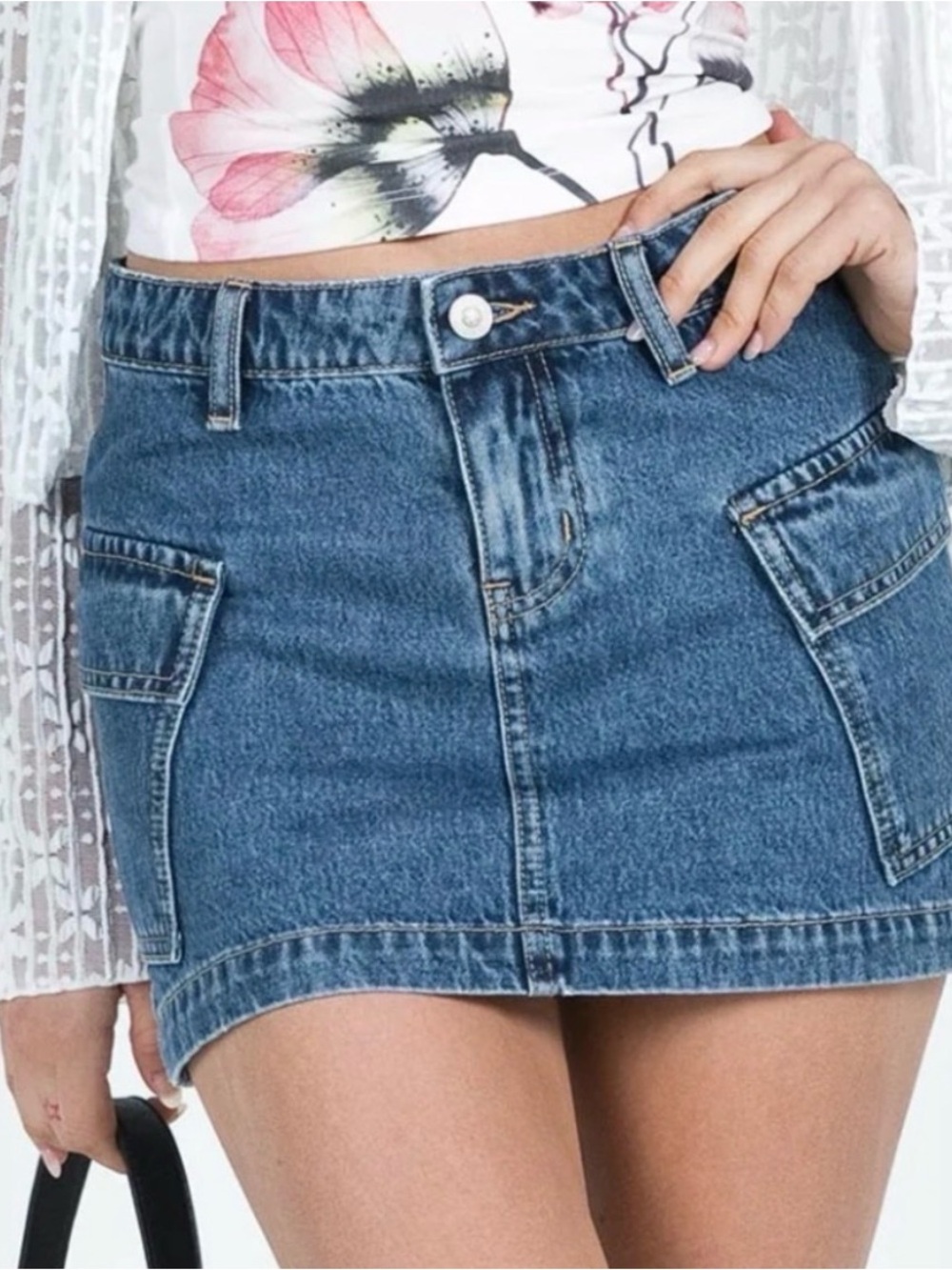 Princess Polly Denim Cargo Mini Skirt